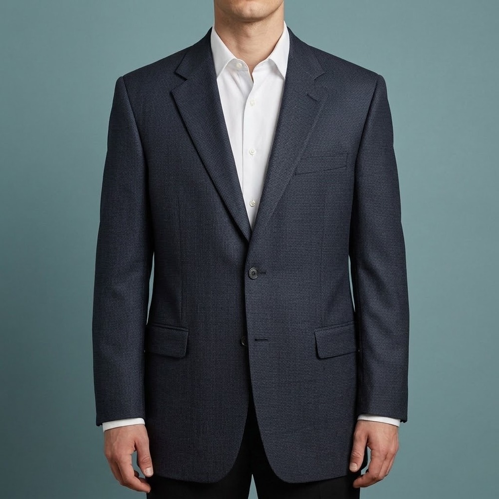 Brooks Brothers Makers Brooksease Wool Blazer Mens Blue‎ Patterned EUC